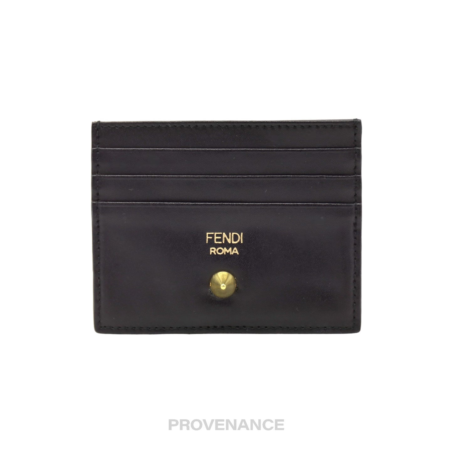 🔴 Fendi Stud Card Holder Wallet - Black