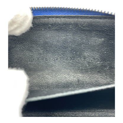 🔴 Balenciaga Logo Zip Card Wallet - Blue Leather