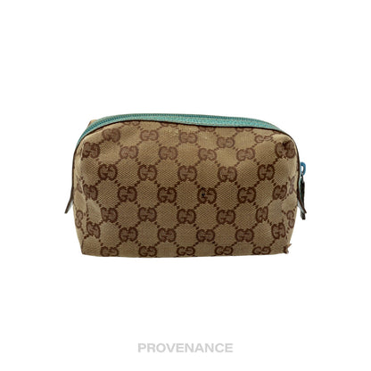 🔴 Gucci Zip Pouch - GG Canvas Turquoise