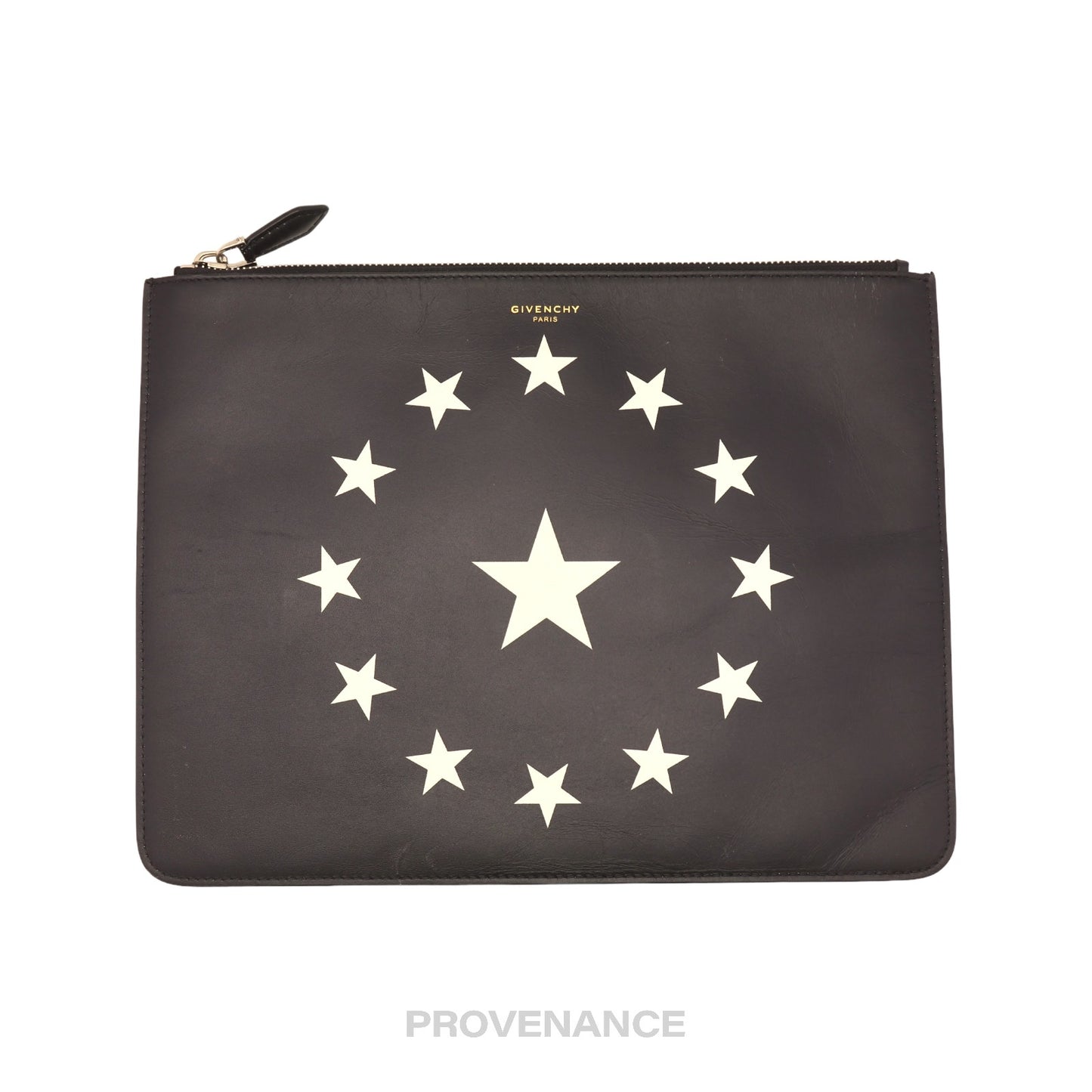 🔴 Givenchy Star Zip Pochette Jour - Black Leather