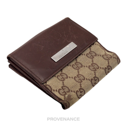 🔴 Gucci Trifold Wallet - GG Canvas Brown