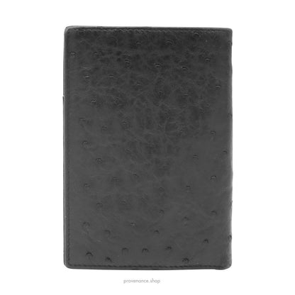 🔴 Gucci Tall Wallet - Black Ostrich Leather