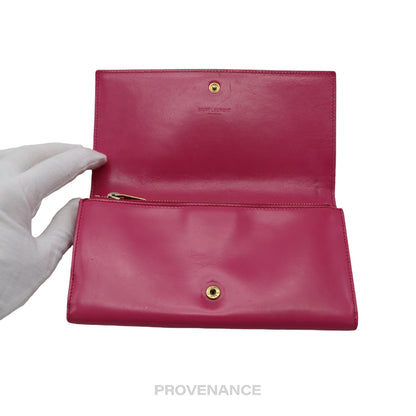 🔴 Saint Laurent Paris SLP Long Wallet - Pink