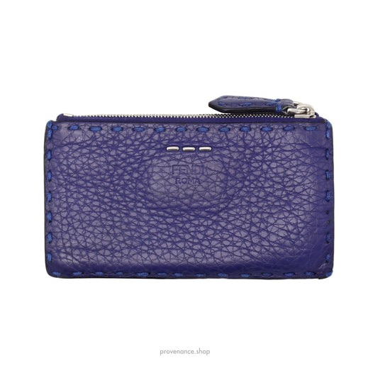 🔴 Fendi Selleria Zip Card Holder Wallet - Blue