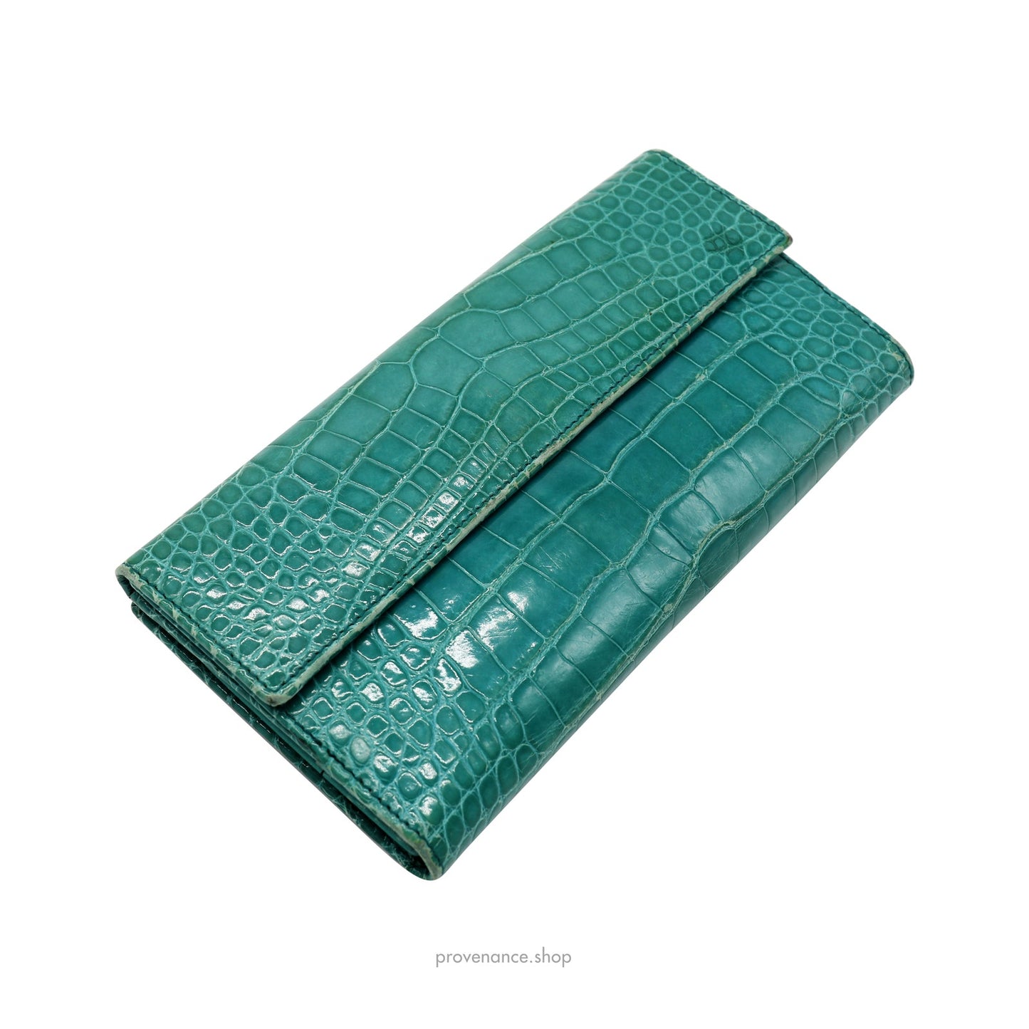 🔴 Gucci Horsebit Long Wallet - Turquoise Crocodile Leather