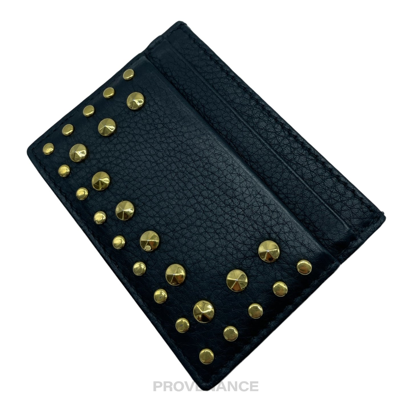 🔴 Burberry Studded Card Wallet - Black Leather