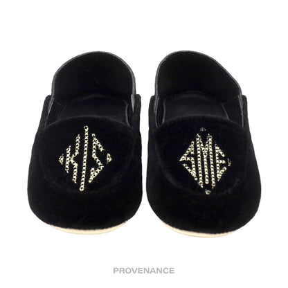 🔴 Gucci "KISS ME" Baby Loafers - Black Velvet/Suede