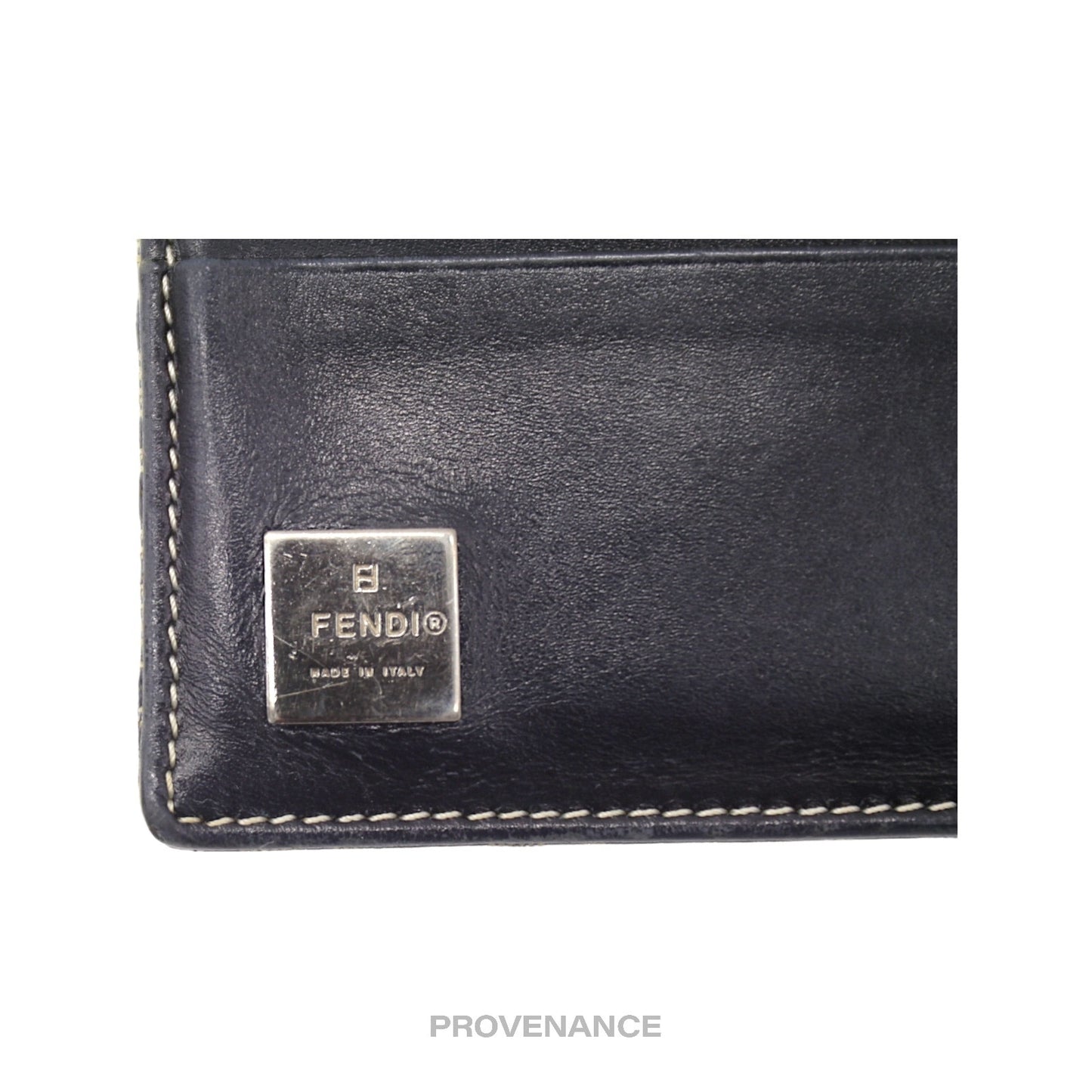 🔴 Fendi Bifold Wallet - Micro FF Zucca Canvas Navy