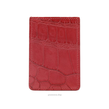 🔴 Louis Vuitton Genève Card Holder Wallet - Red Alligator Leather