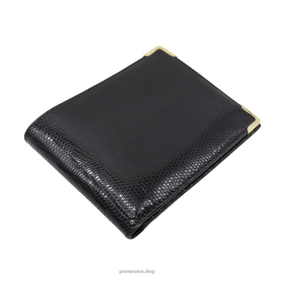 🔴 Gucci Bifold Wallet - Black Lizard Leather