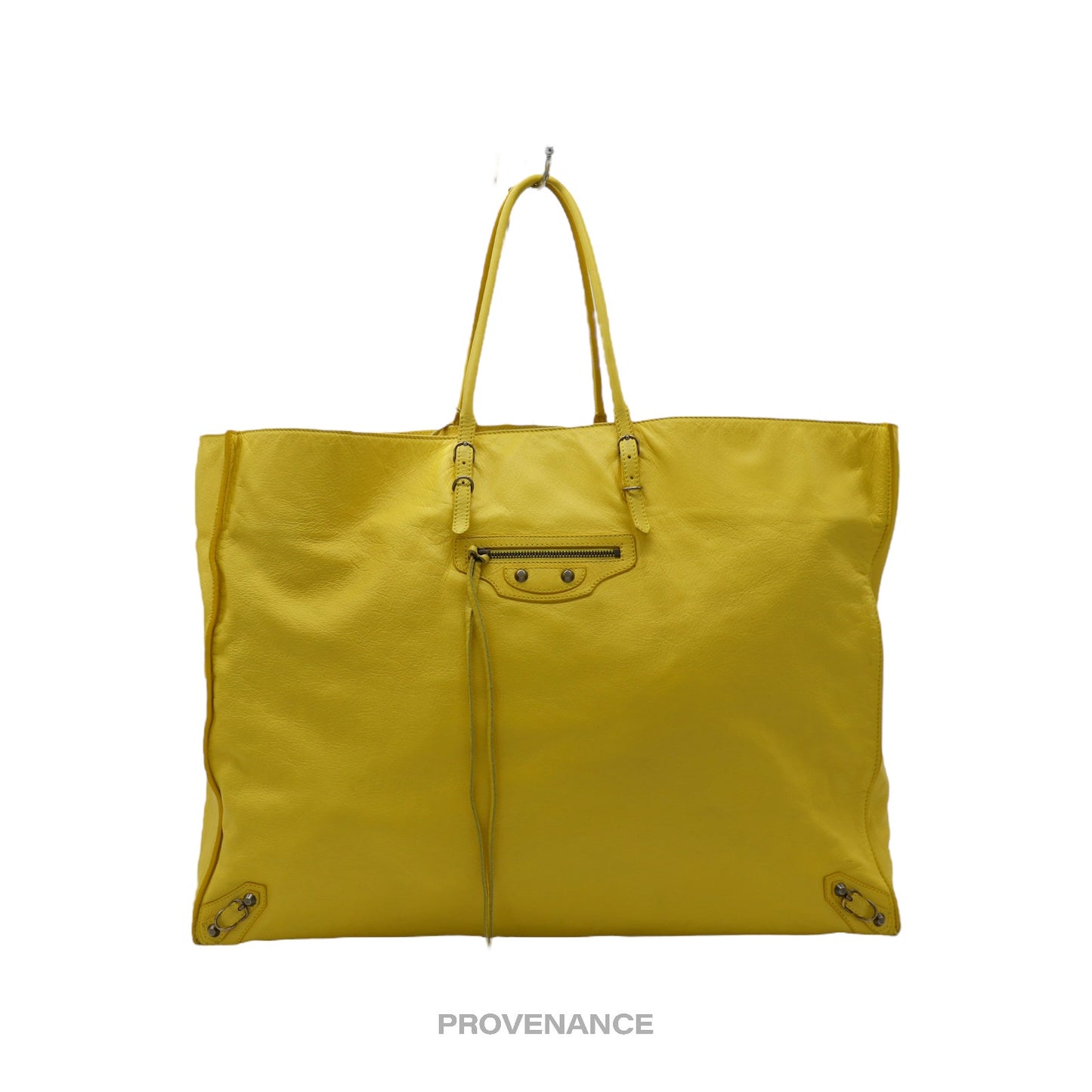 🔴 Balenciaga Papier A4 Tote Bag - Yellow Leather