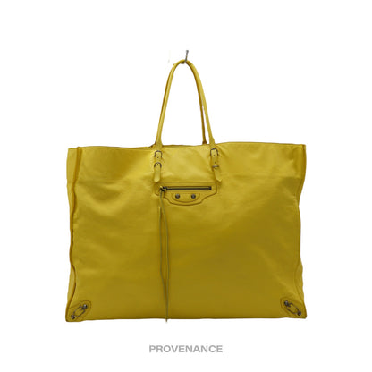 🔴 Balenciaga Papier A4 Tote Bag - Yellow Leather