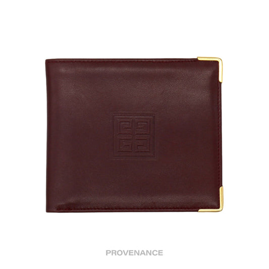 🔴 Givenchy Logo Bifold Wallet - Burgundy Leather