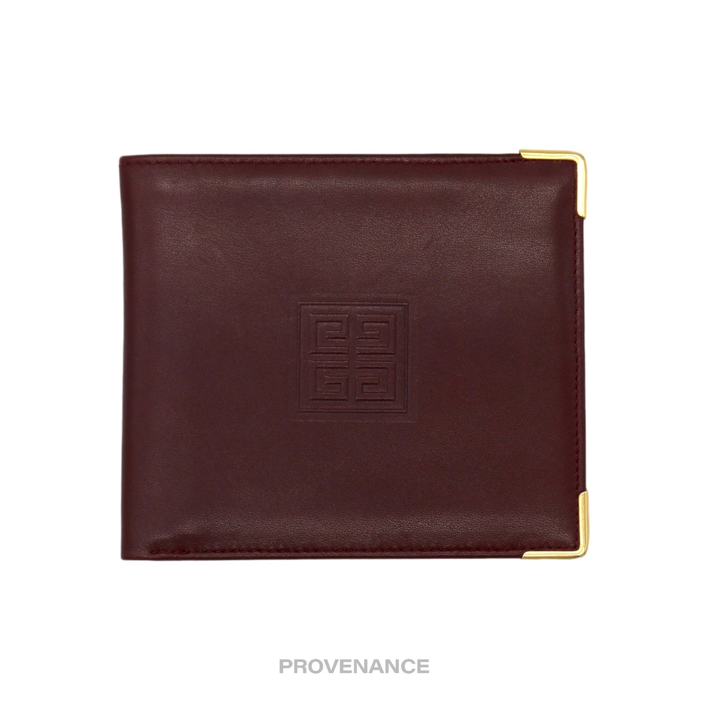 🔴 Givenchy Logo Bifold Wallet - Burgundy Leather