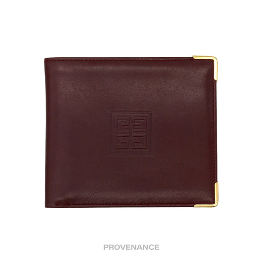 🔴 Givenchy Logo Bifold Wallet - Burgundy Leather