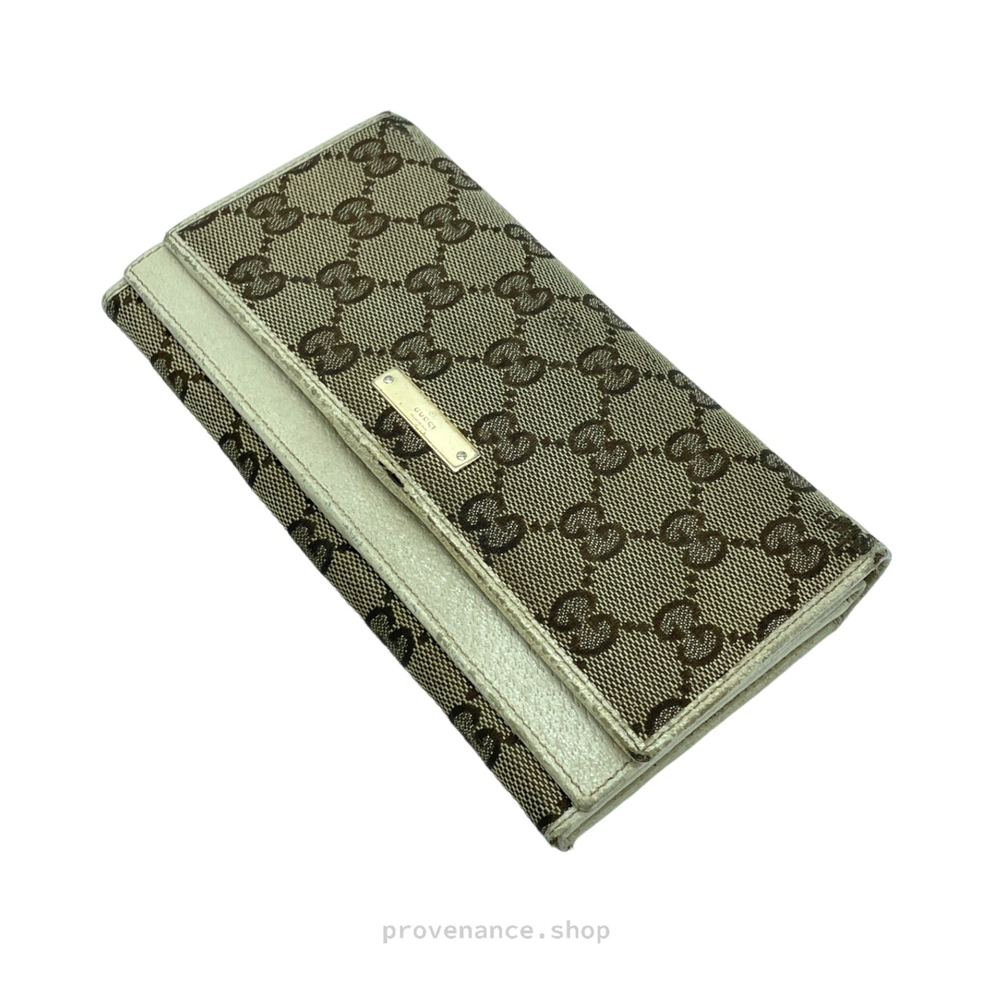 🔴 Gucci GG Canvas Long Wallet - White