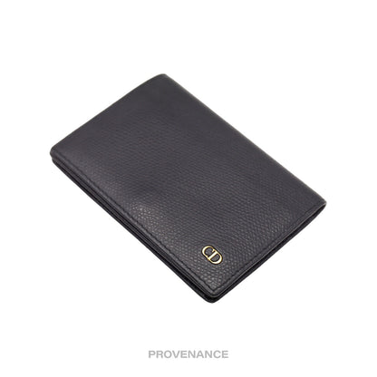 🔴 Christian Dior CD Card Wallet - Navy Grained Leather