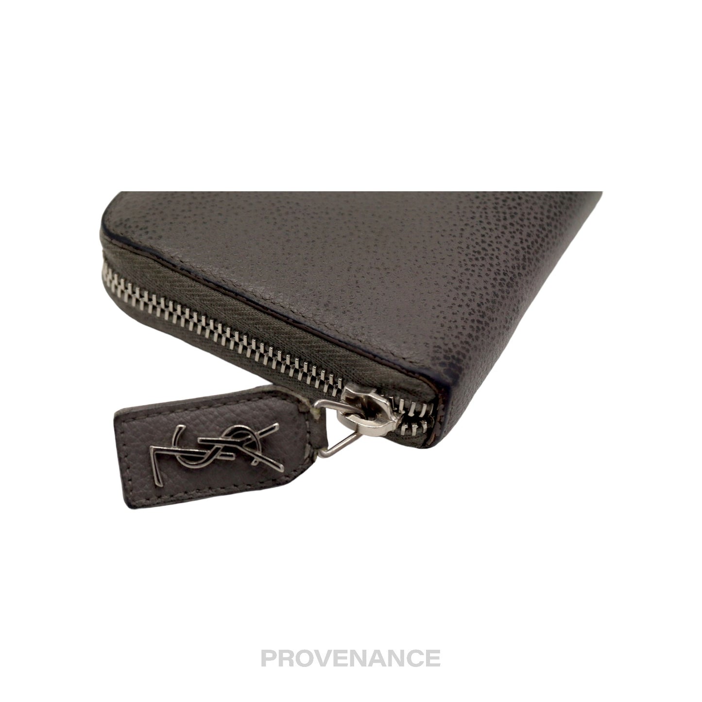 🔴 Saint Laurent Paris SLP Zip Long Wallet - Grey