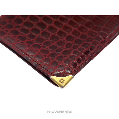 🔴 Givenchy Pocket Organizer Wallet - Burgundy Crocodile