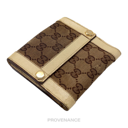 🔴 Gucci Trifold Wallet - GG Canvas White