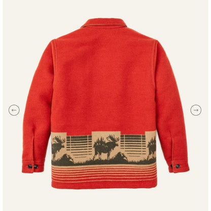 🔴 Filson Wool Jac-Shirt Jacquard Red Forest Moose - XS