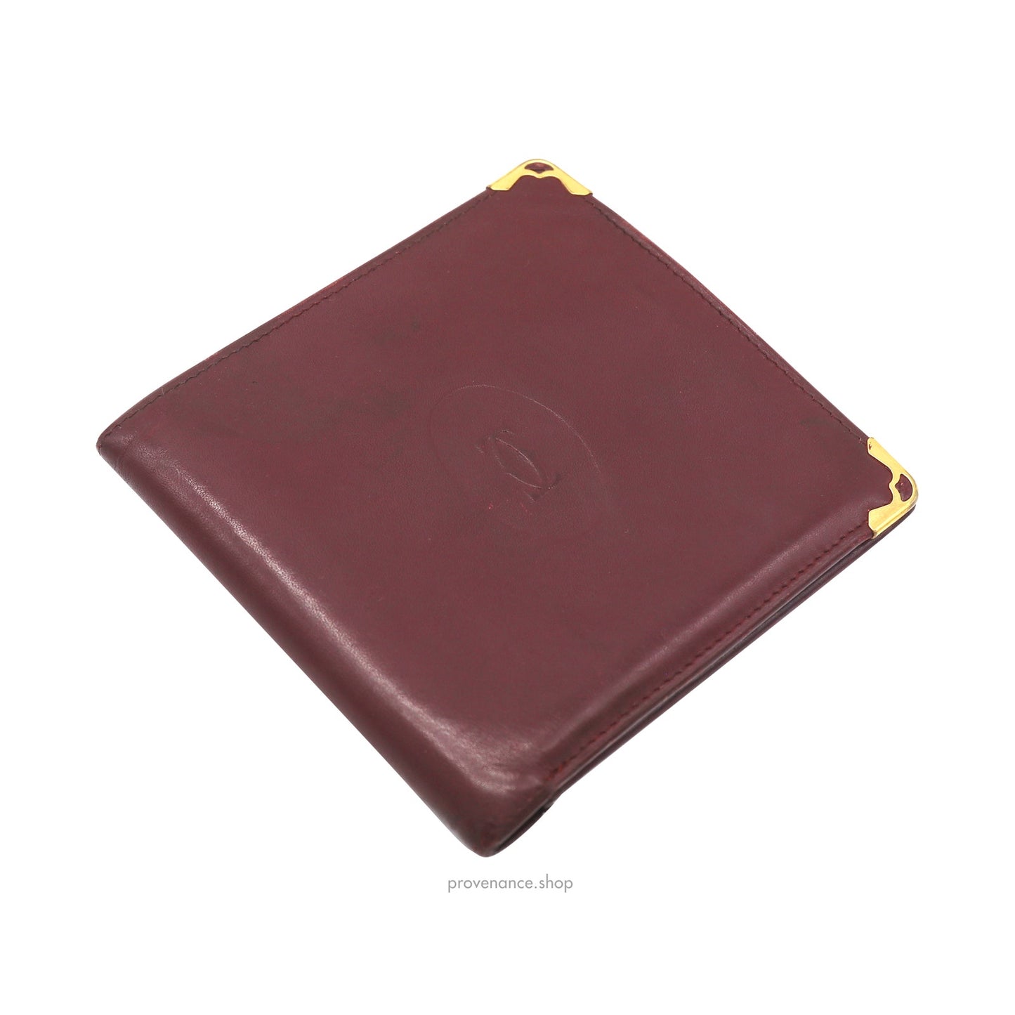 🔴 Cartier Bifold Wallet - Burgundy Calfskin Leather