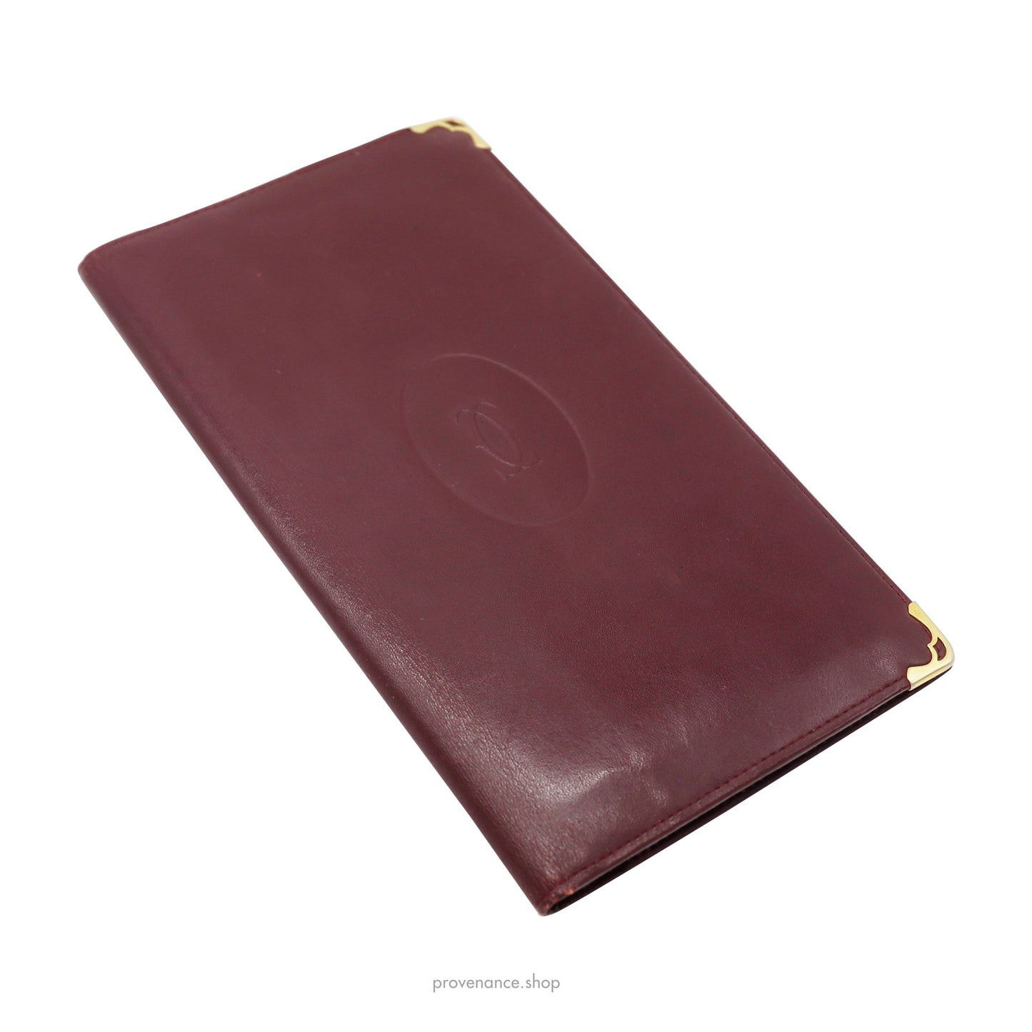 🔴 Cartier Long Wallet - Burgundy Calfskin Leather