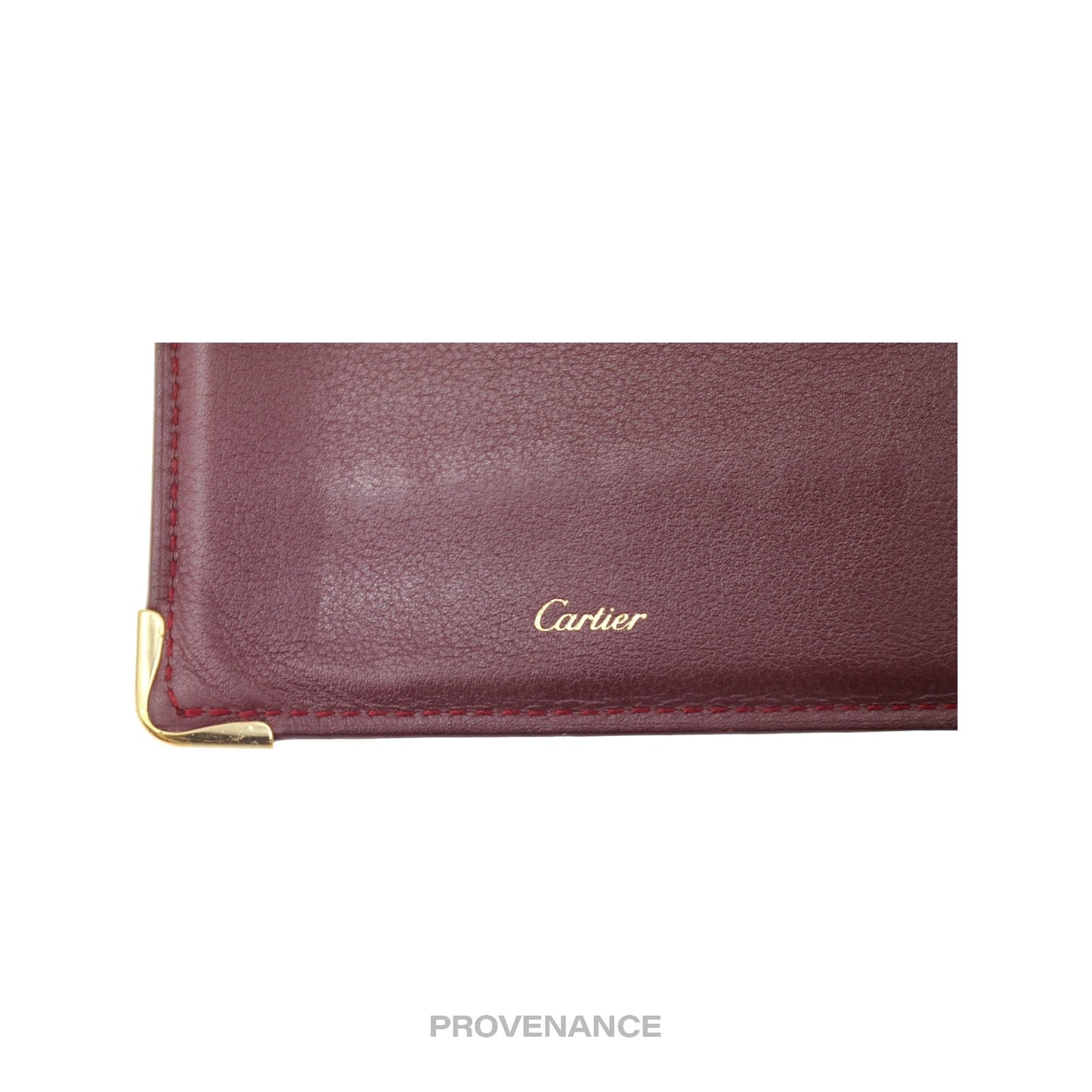 🔴 Cartier Bifold Wallet - Burgundy Calfskin Leather