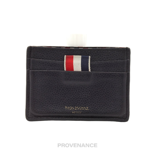 🔴 Thom Browne Card Holder Wallet - Black Pebbled Leather