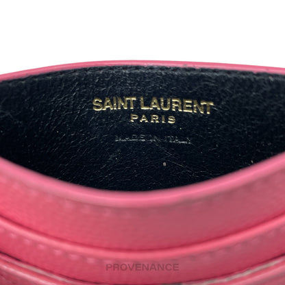 🔴 Saint Laurent Paris SLP YSL Cardholder Wallet - Pink Leather