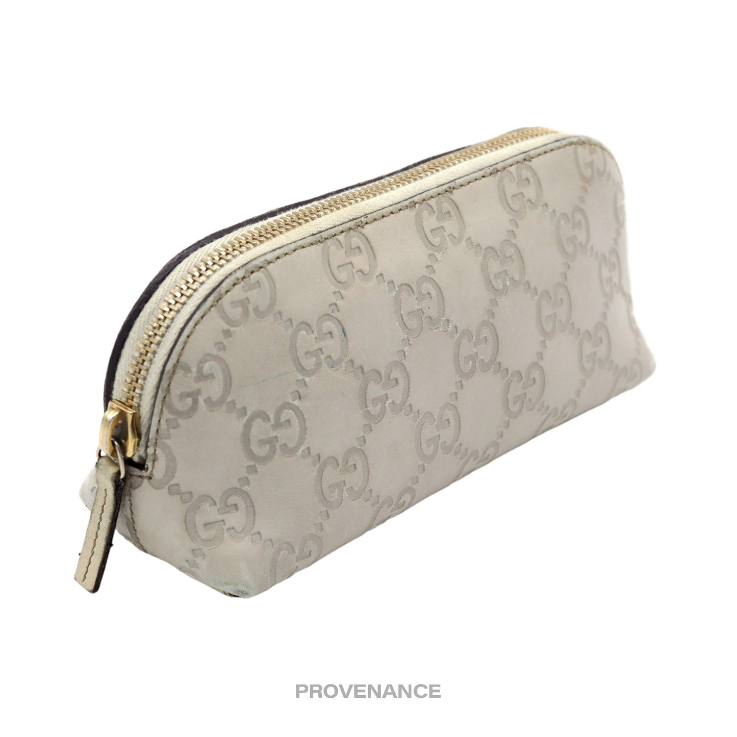 🔴 Gucci Cosmetic Pouch - Chalk GG Guccissima Leather