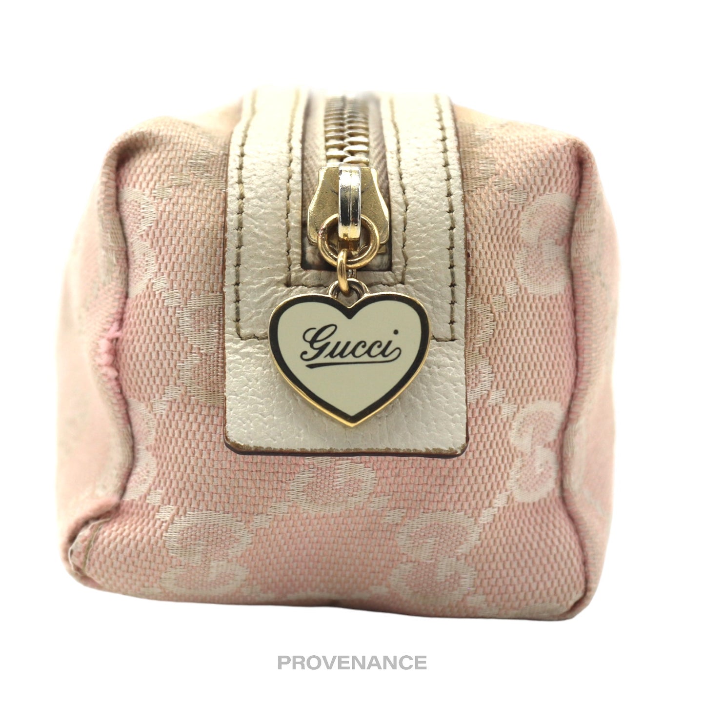 🔴 Gucci Cosmetic Pouch - Powder Pink GG Canvas Heart