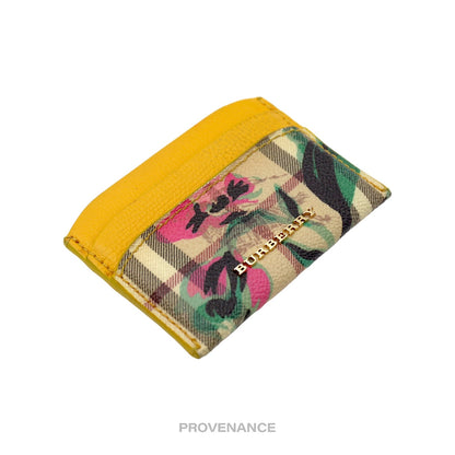 🔴 Burberry Floral Card Holder Wallet - Nova Check Yellow