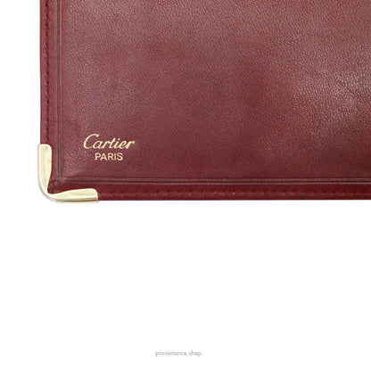 🔴 Cartier Long Wallet - Burgundy Calfskin Leather