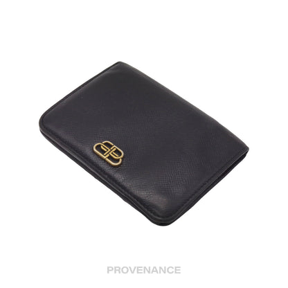 🔴 Balenciaga BB Logo Snap Wallet - Black Leather