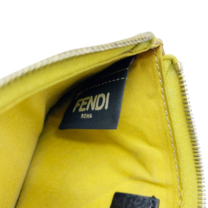 🔴 Fendi Zip Card Holder Wallet - Yellow Patchwork Leather