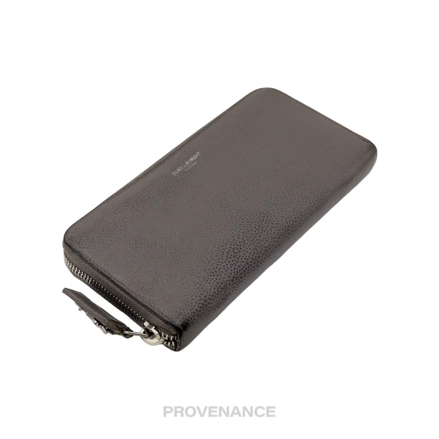 🔴 Saint Laurent Paris SLP Zip Long Wallet - Grey