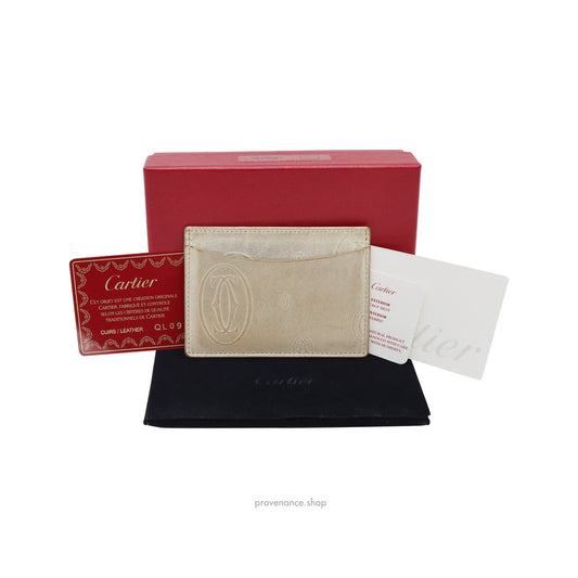 🔴 Cartier Card Holder Wallet - Gold Leather