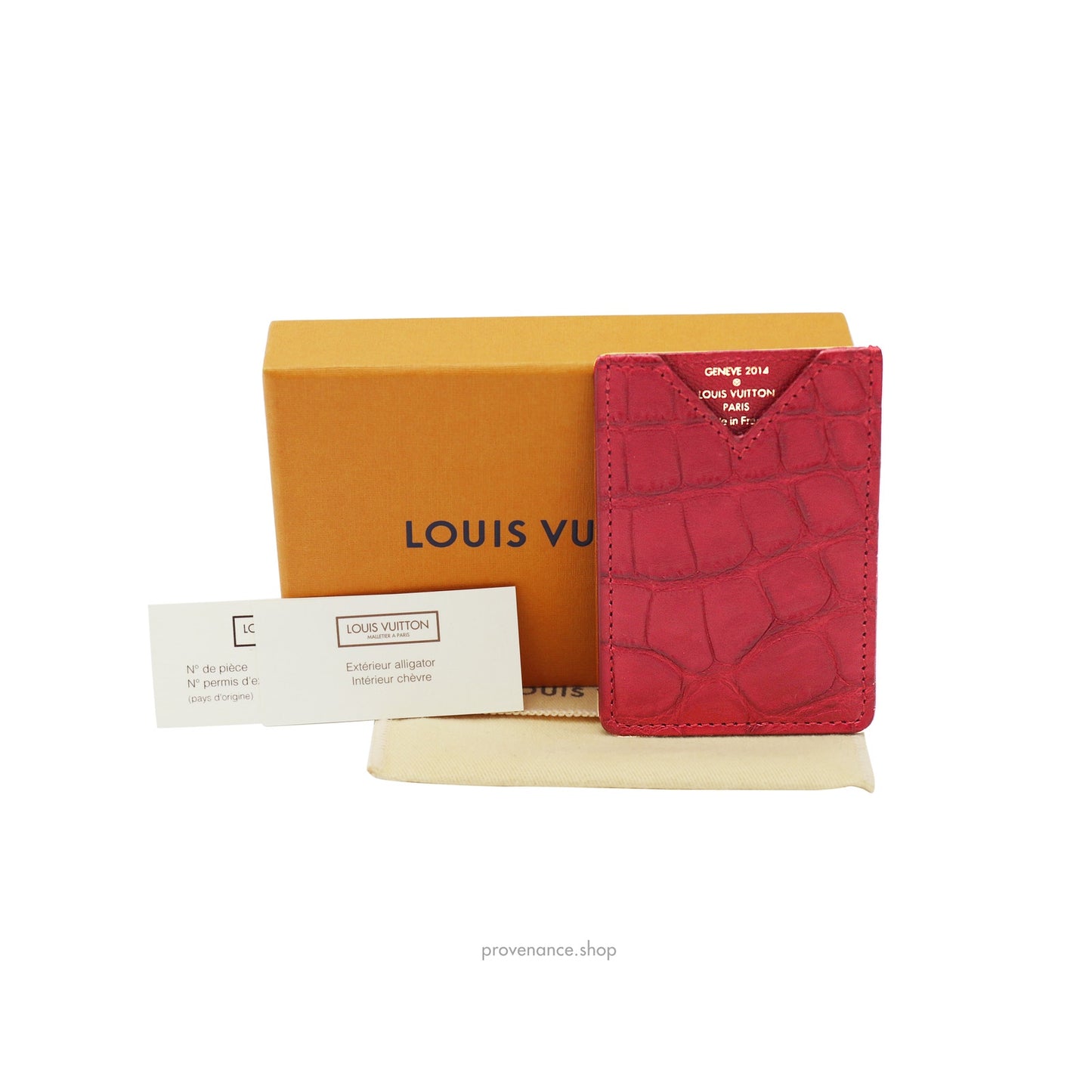 🔴 Louis Vuitton Genève Card Holder Wallet - Red Alligator Leather