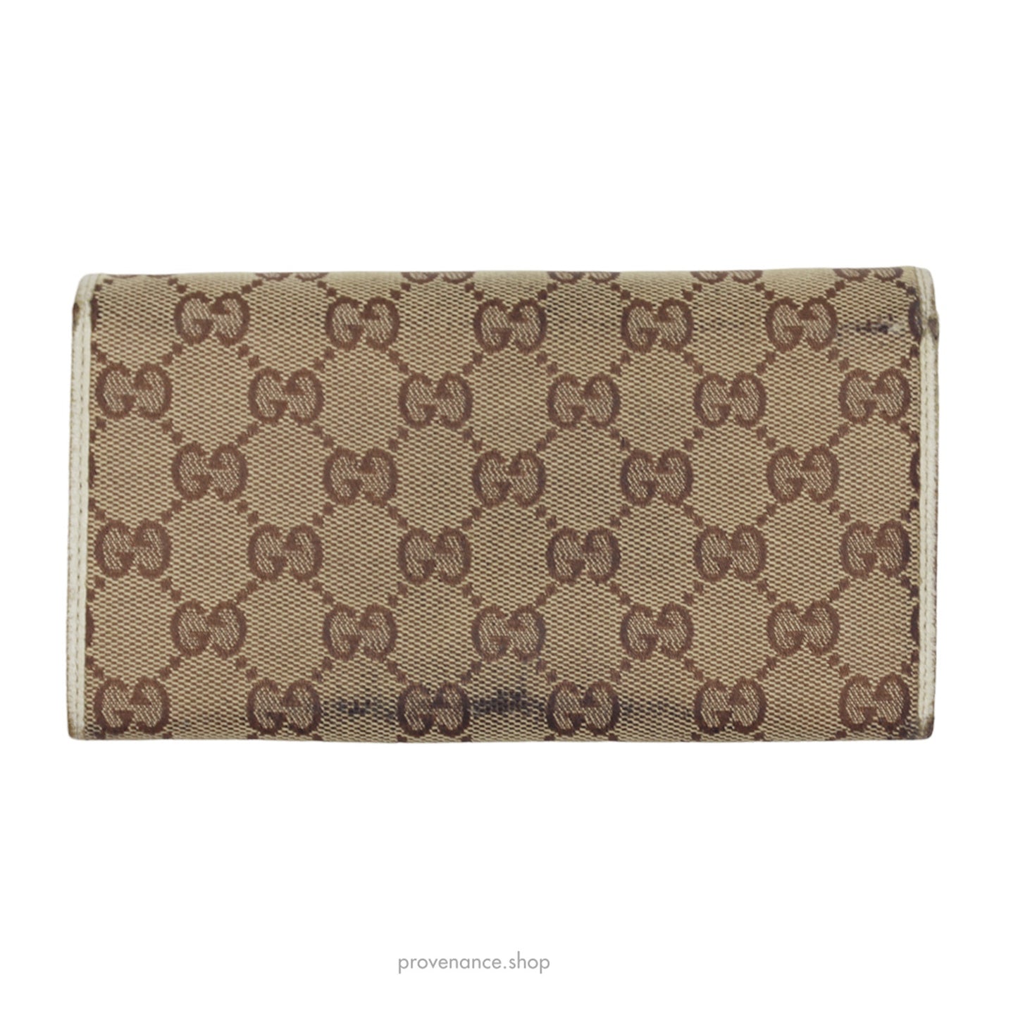 🔴 Gucci GG Canvas Long Wallet - White