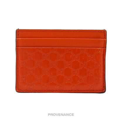 🔴 Gucci Card Holder Wallet - Orange MicroGuccissima Leather