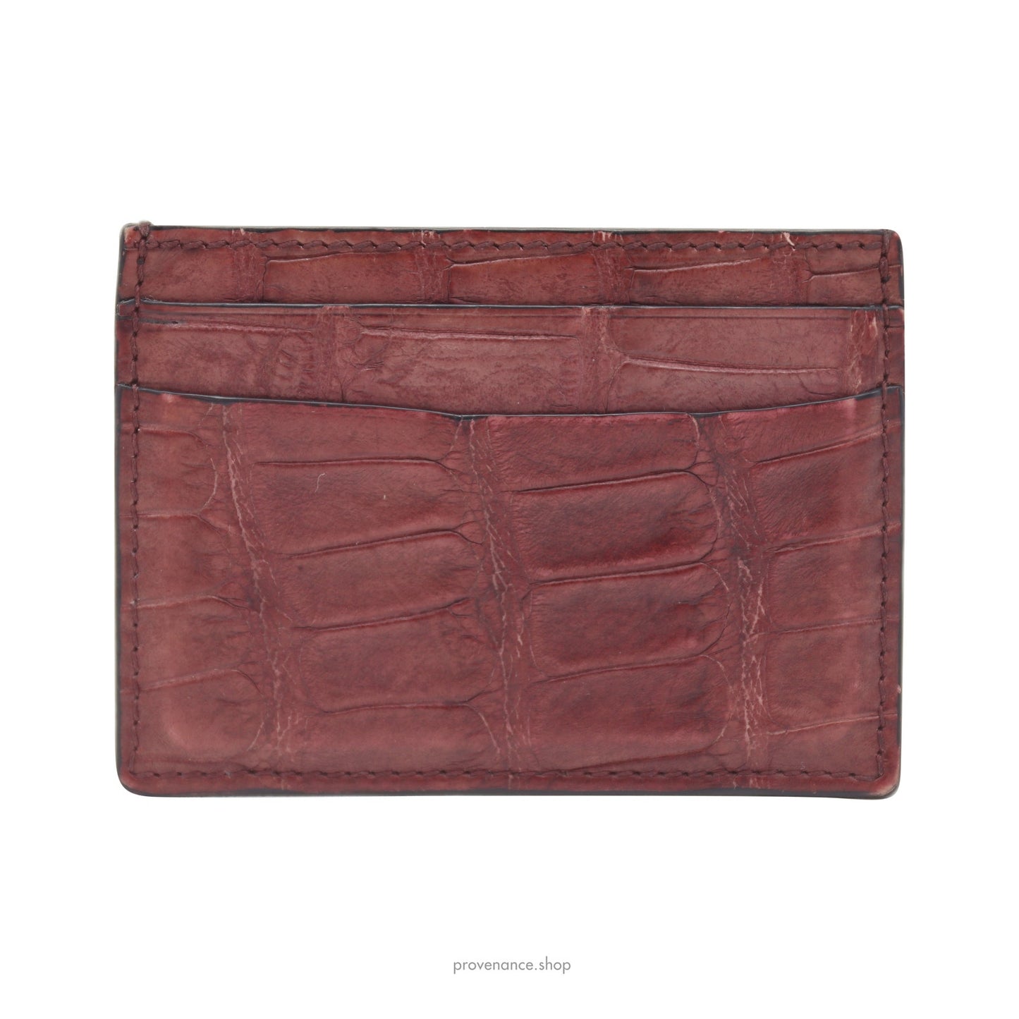 🔴 Gucci Card Holder Wallet - Terra Cotta Crocodile Leather