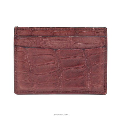 🔴 Gucci Card Holder Wallet - Terra Cotta Crocodile Leather