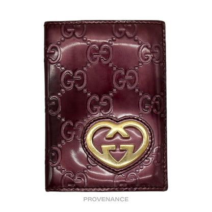 🔴 Gucci Heart Pocket Organizer Wallet - Patent Red Leather