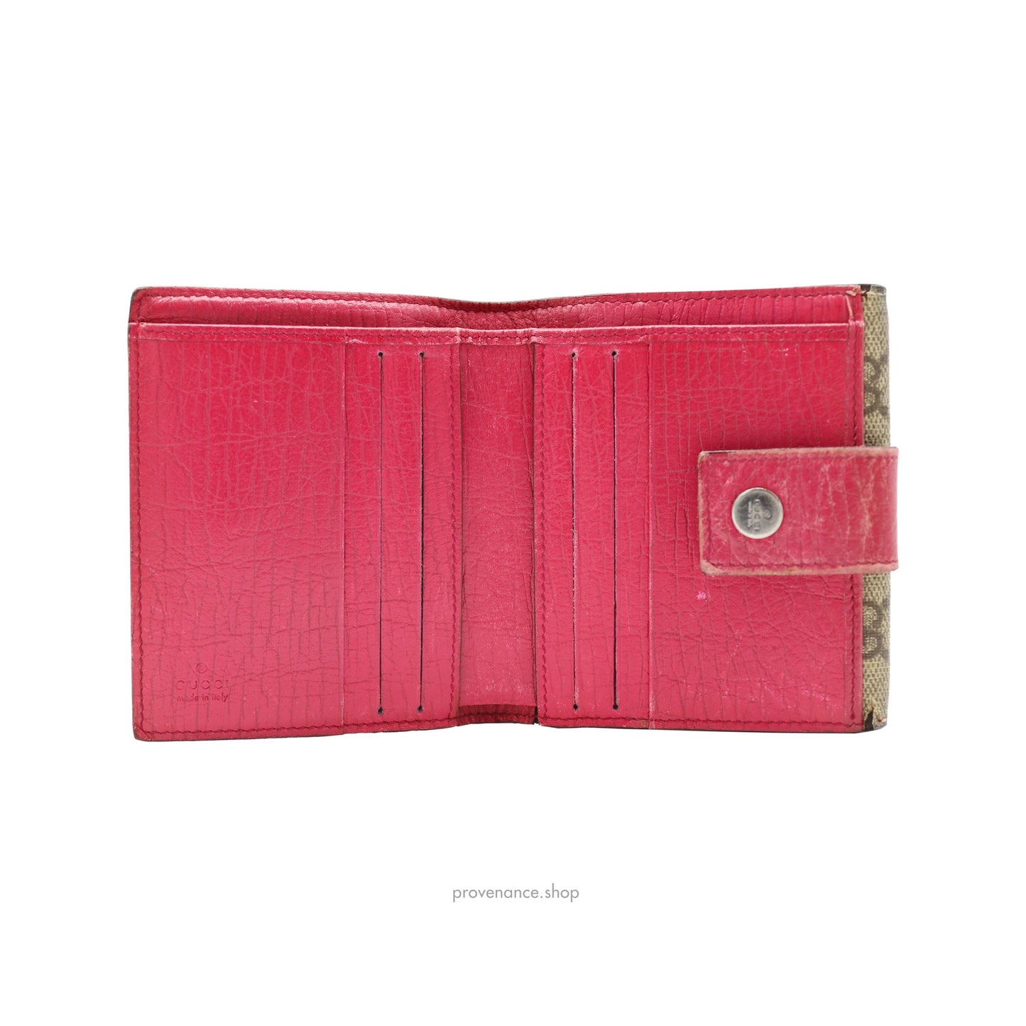 🔴 Gucci Trifold Wallet - GG Supreme Pink