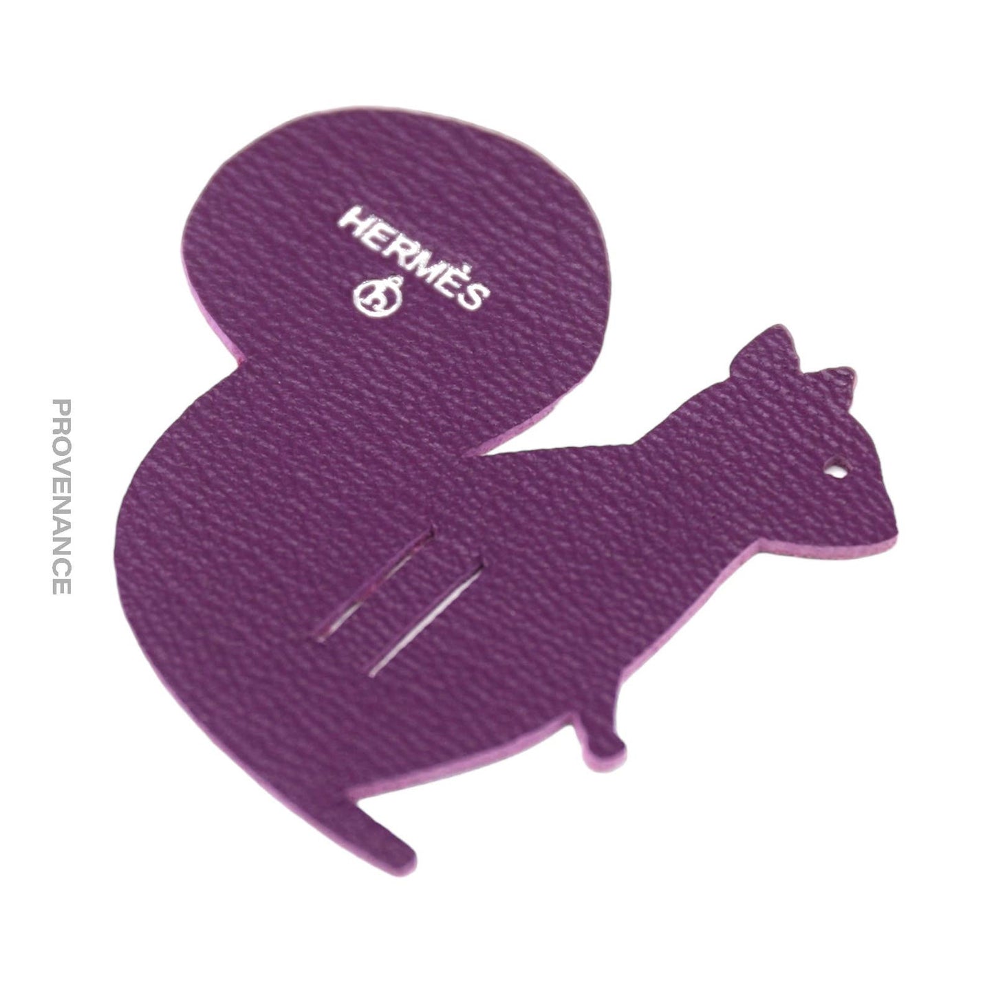 🔴 Hermes Petit h Squirrel Charm - Purple Pebbled Leather