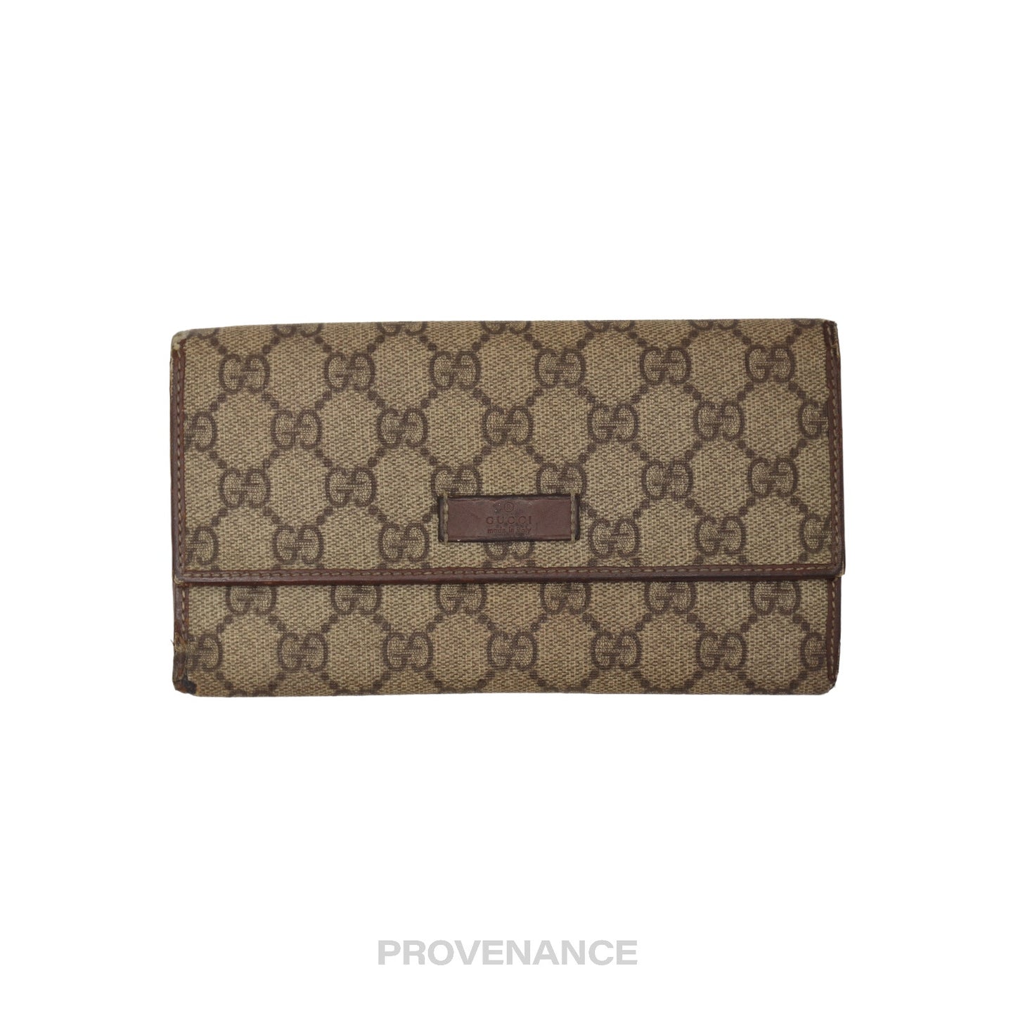 🔴 Gucci Snap Long Wallet - GG Supreme Brown