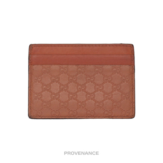 🔴 Gucci Card Holder Wallet - Peach MicroGuccissima Leather