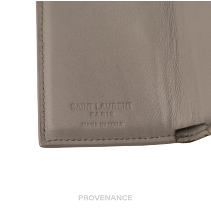 🔴 Saint Laurent Paris SLP Compact Snap Card Wallet - Gray Croc Leather