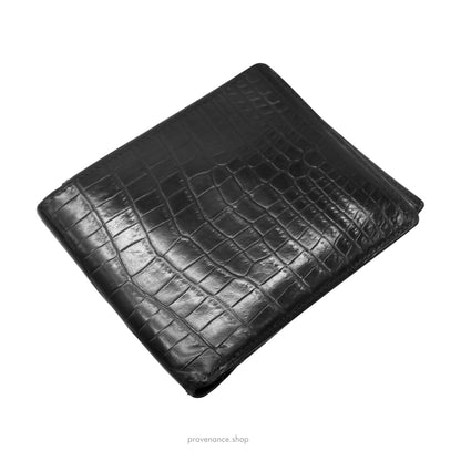 🔴 Hermes MC2 Bifold Wallet - Black Niloticus Crocodile Leather